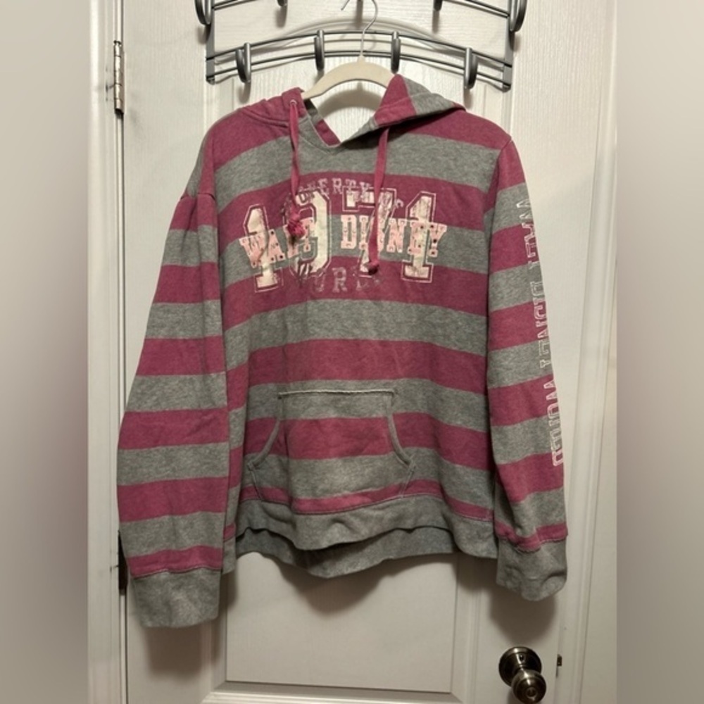 Walt Disney‎ World Resort Rhinestone Striped Hoodie pink grey 2X